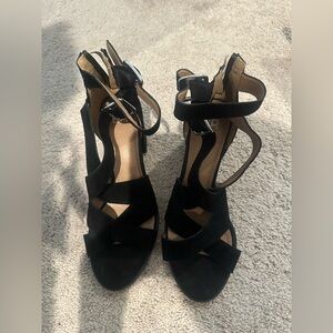 Nordstrom’s - BP - Black Strappy Women's Chunky Strappy Heels - SZ 8